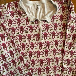 Roller Rabbit Pink and Gold Monkey Pajama Set